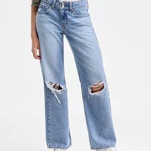 Levi's Light Blue Distressed Straight-Leg Jeans for Women